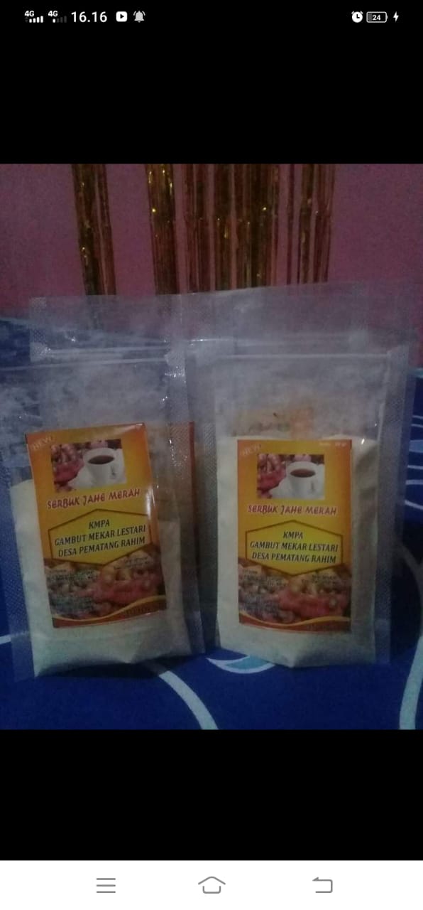 SERBUK JAHE MERAH KMPA GAMBUT MEKAR LESTARI DESA PEMATANG RAHIM